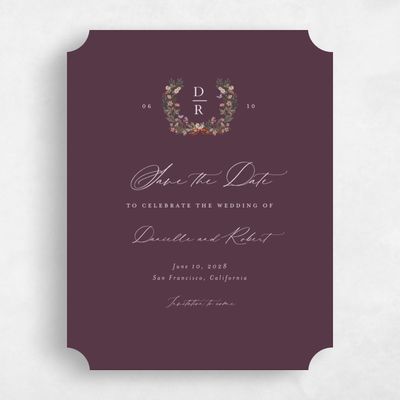 Purple Ticket Wedding Save the Date - Eglamore Portrait