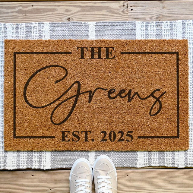Personalized Door Mat, Outdoor, Custom EST Date Doormat, Front Door Decor, Housewarming Gift, Wedding Gift, Custom Welcome Doormat