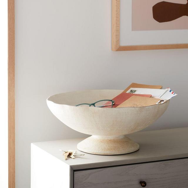 Rustic Centerpiece Bowl, White, Large