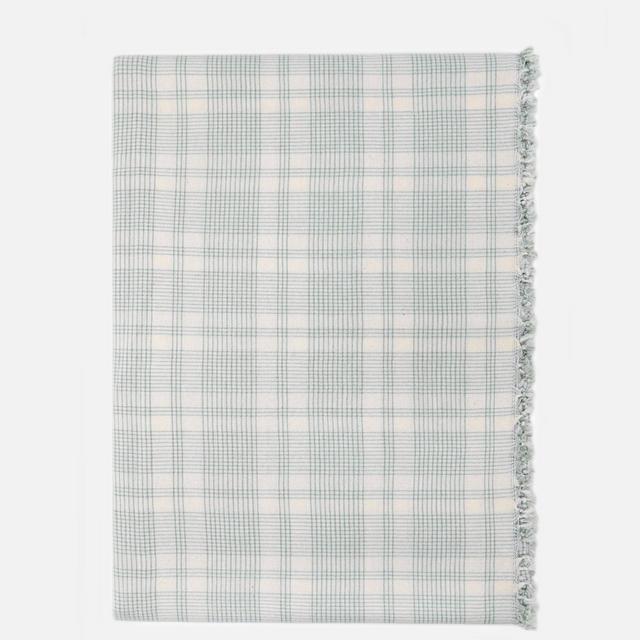 Heather Taylor Home, Marianne Plaid, Sage Tablecloth