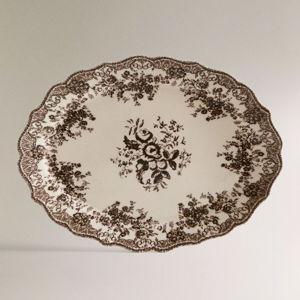 FLORAL EARTHENWARE SERVING DISH