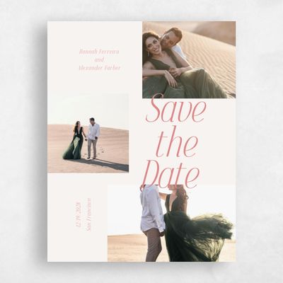 Light Oatmeal, Beige Wedding Save the Date - Mycenae Multiphoto