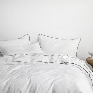 Piped Linen 3-Piece Duvet Set