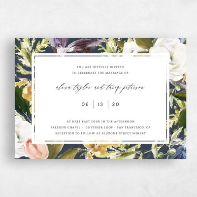 Navy, Blue Wedding Invitation - Octavia Frame