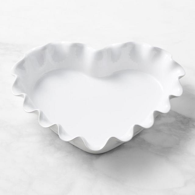 Emile Henry Ruffled Heart Dish, White