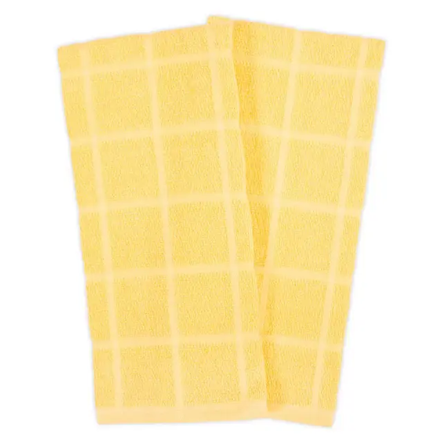 KitchenSmart® Colors Solid Windowpane Kitchen Towels in Canary (Set of 2)