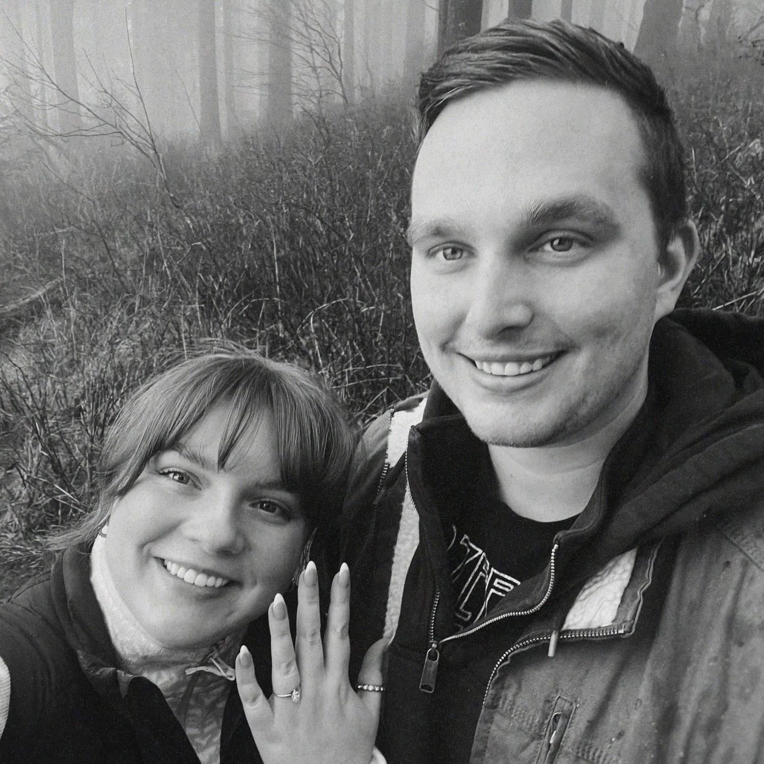 12/15/24 Alex proposed to me at the top of a viewpoint in a beautiful, foggy (and rainy) forest. I may have ruined the surprise but it's day that we'll never forget!
