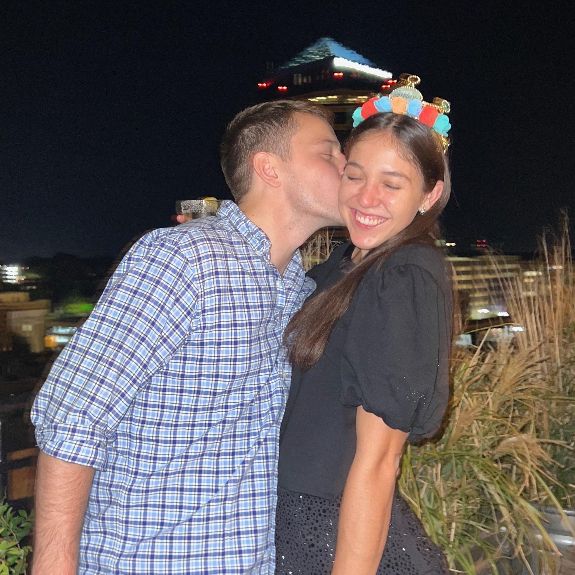 John surprised Annalise for her 26th birthday. When he showed up at her parents' house in Greensboro, she was truly speechless for the first time in her life.
