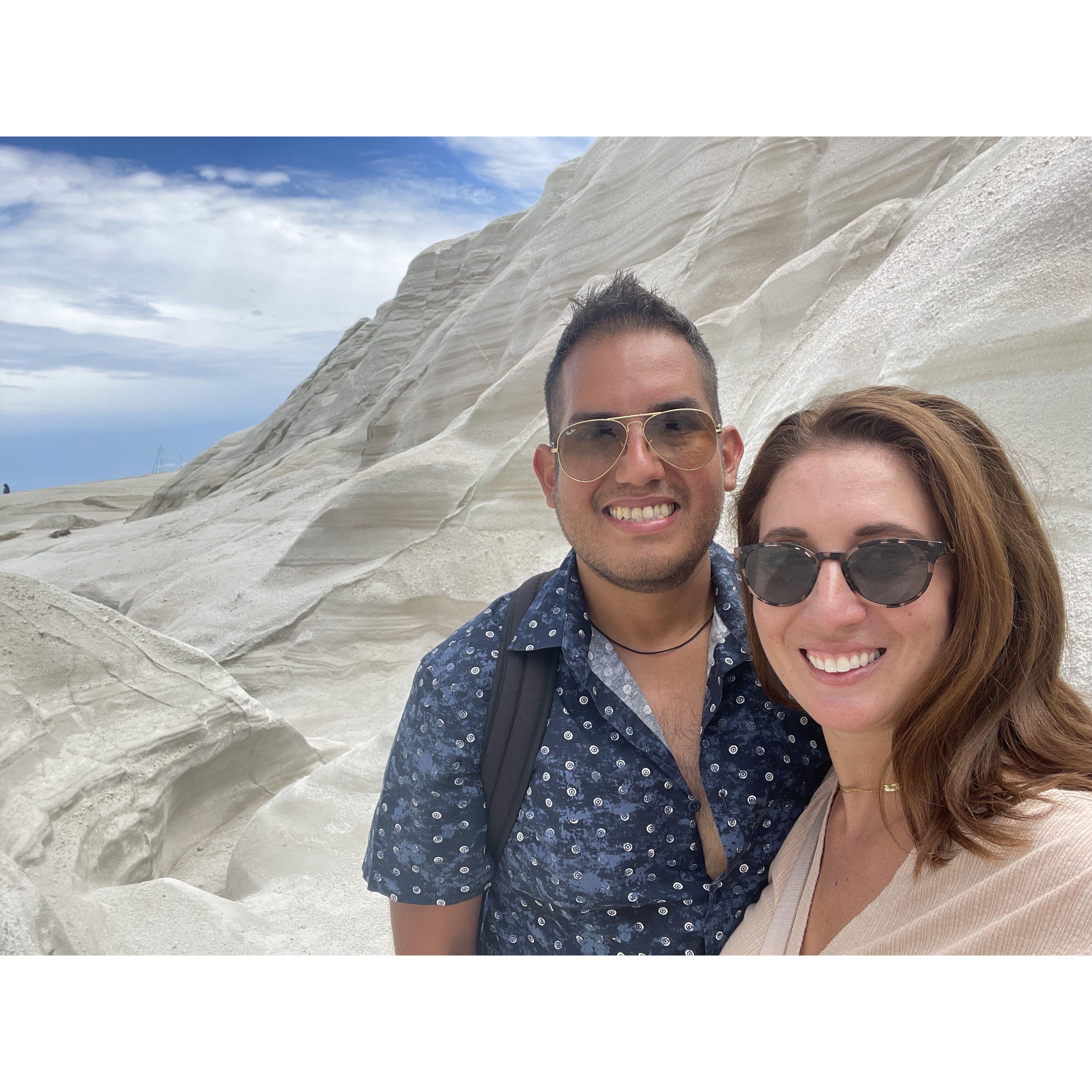 Right after Renato proposed on Sarakiniko beach in Milos.