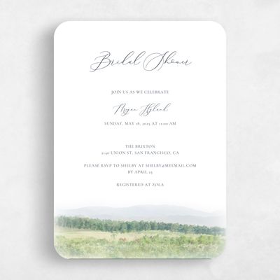 White Rounded Wedding Wedding Shower Invitation - Meadowlark Portrait
