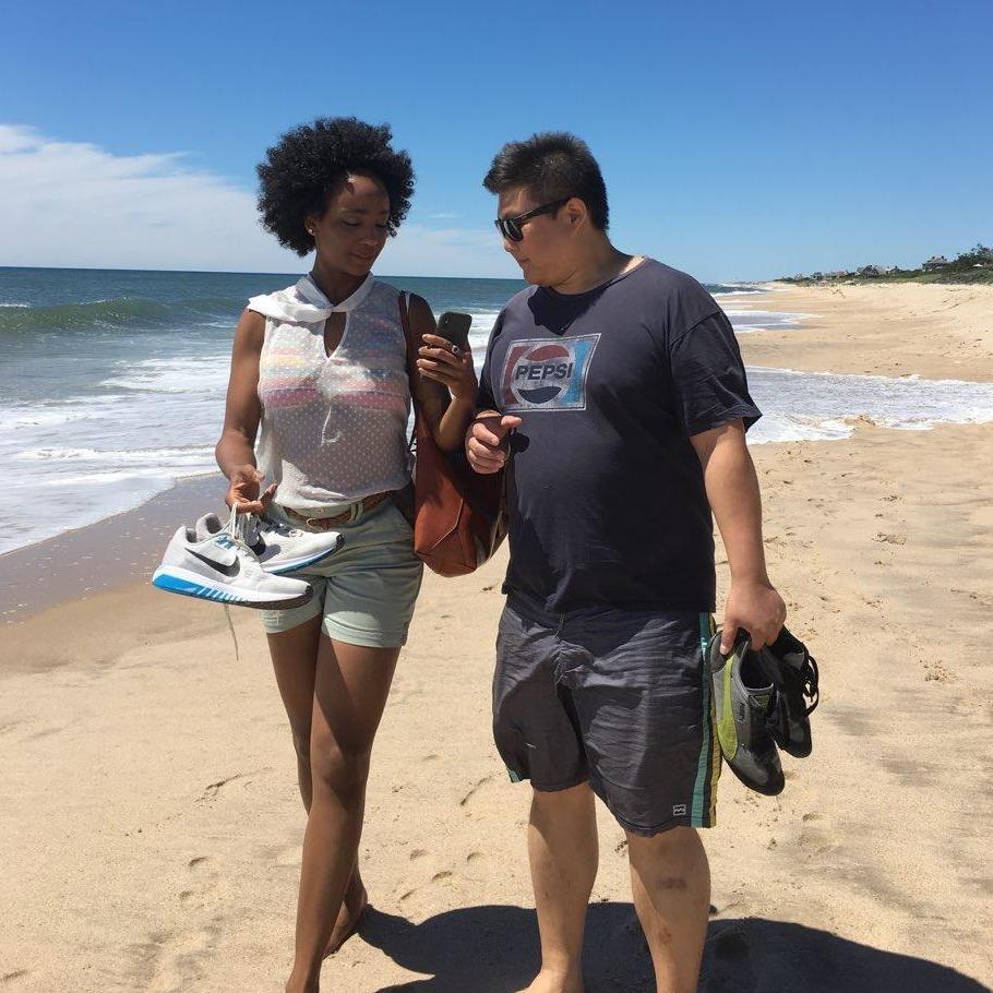 Walking on the beach in the Hamptons, NY