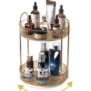 360 Rotating Gold Makeup Organizer, 2 Tier