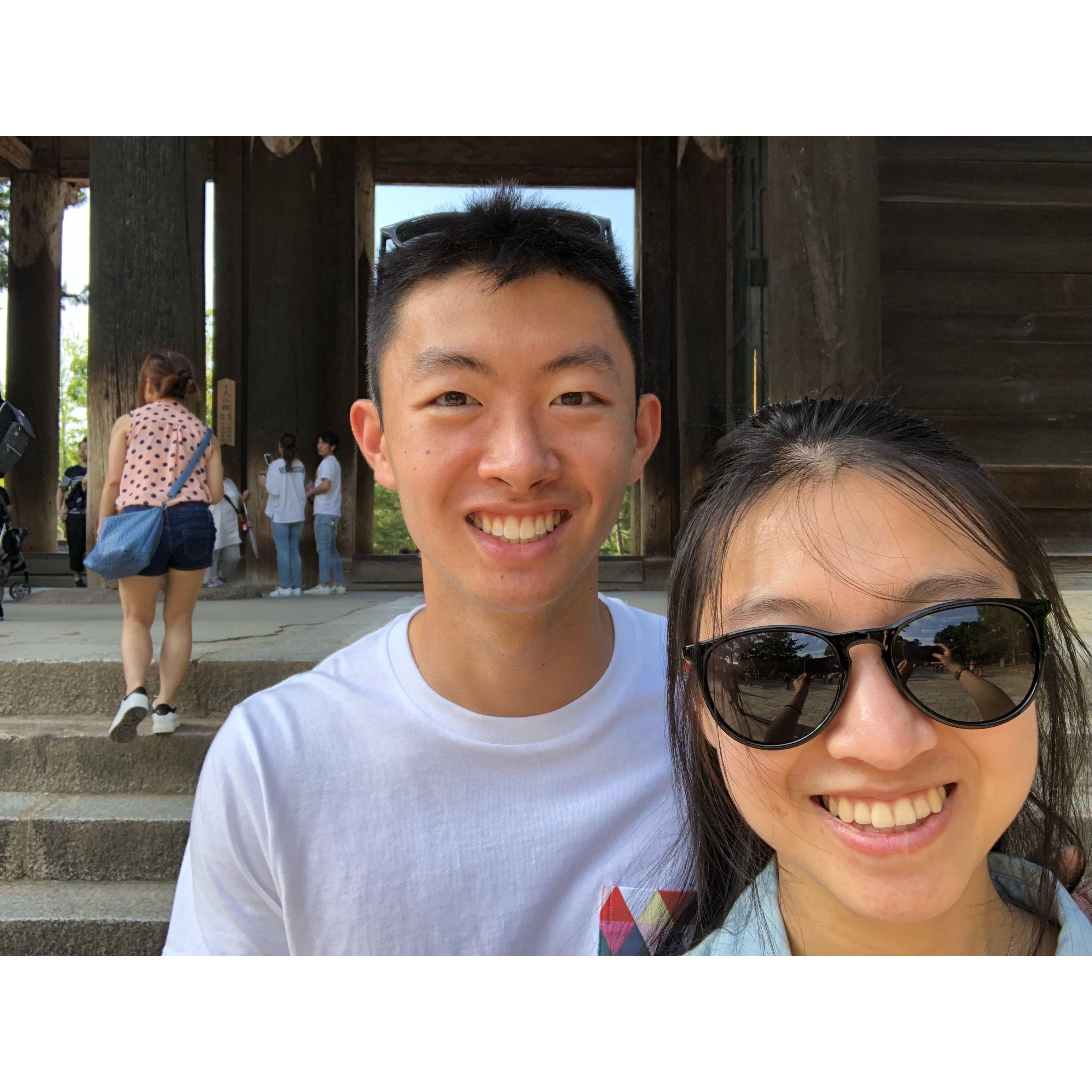 June 2018, Nara - Moments before a Nara Park deer stuck its head into Ruby's purse to dig for senbei... then turned around and projectile pooped all over the ground.
