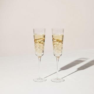 Aran Gilded Champagne Flute, Set of 2