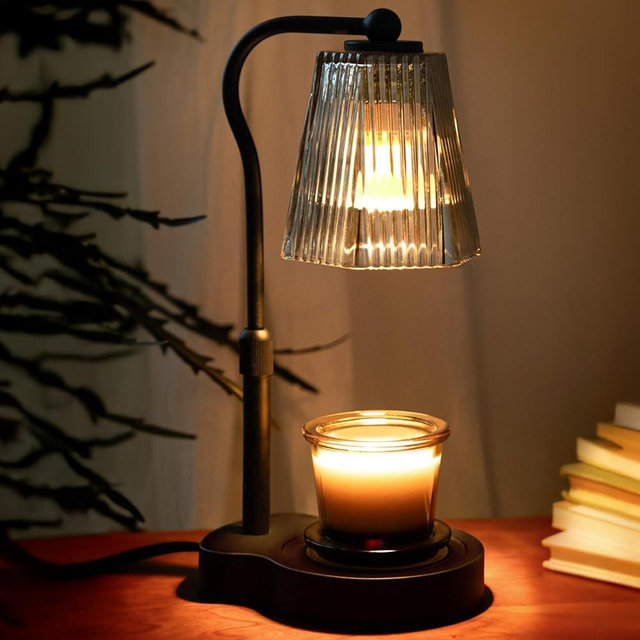 Candle Warmer Lamp with Timer & Dimmable Settings, Adjustable Height Flameless Scented Wax Melter for Jar Candles, Elegant Home Decor Warmer Lamp with 2 Bulbs, Gift for Women Mom Friend Family, Black