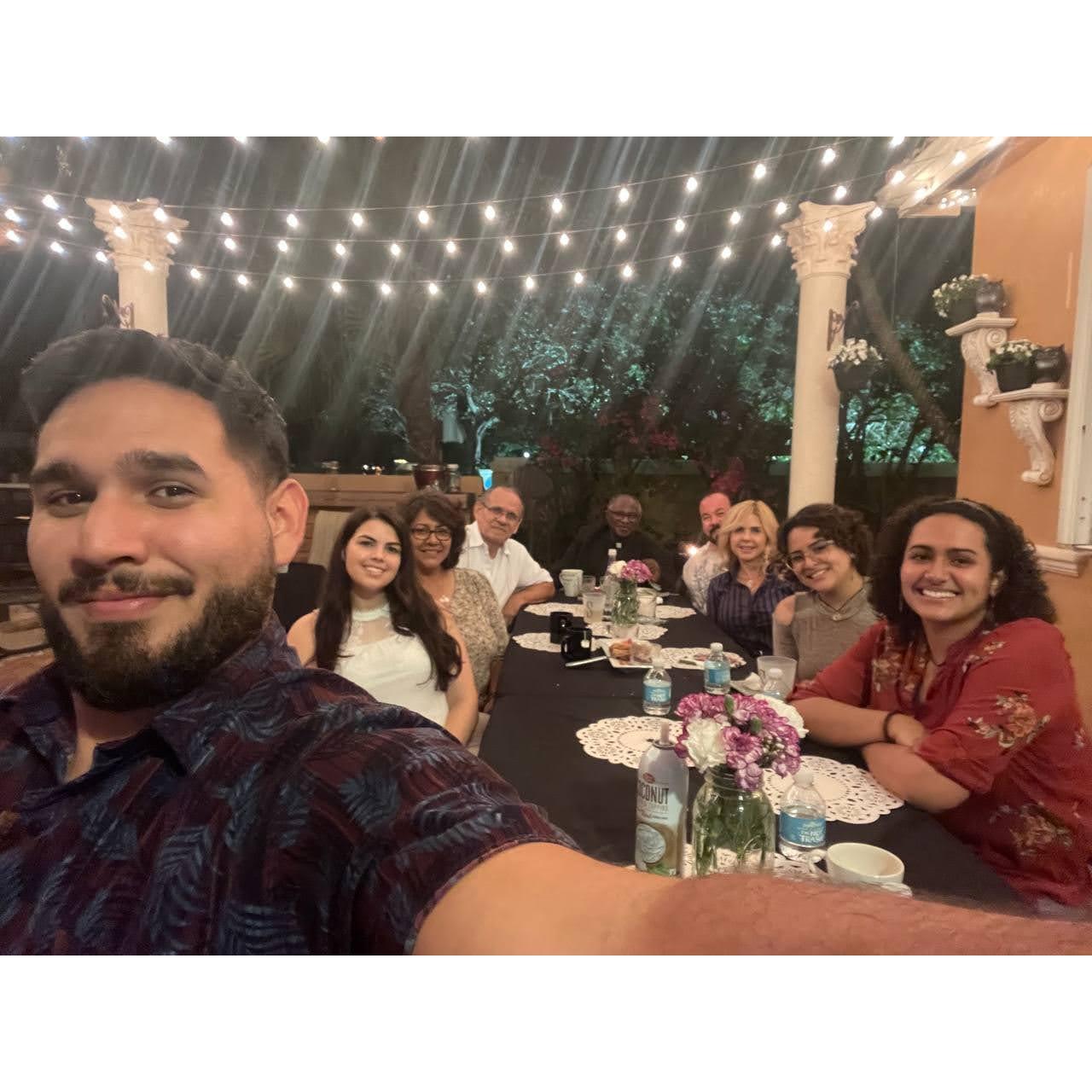 Our first large family dinner went so well and everything felt so right! Of course, our spiritual Father, Fr. Ernest Biriruka, joined us as well!