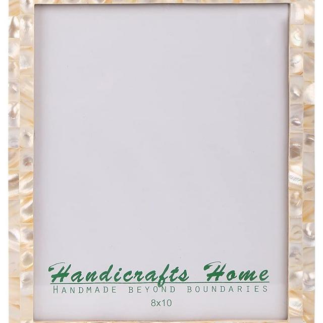 Picture Frames Chic Photo Frame Mother of Pearl Handmade Vintage 8x10 White
