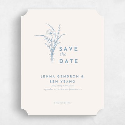 Blue Ticket Wedding Save the Date - Prins Portrait