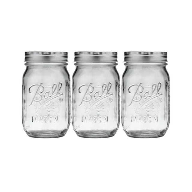 Ball Glass Mason Jar, Regular Mouth, Pint Size, 16 OZ (Pack of 3)