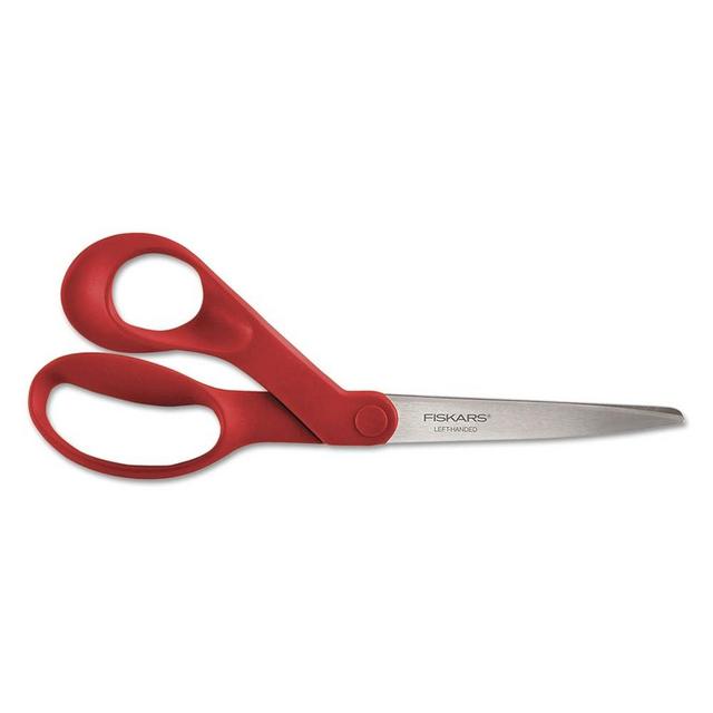 Fiskars 94507797J Our Finest Left-Hand Scissors, 8-Inch Length, 3-3/10-Inch Cut, Red