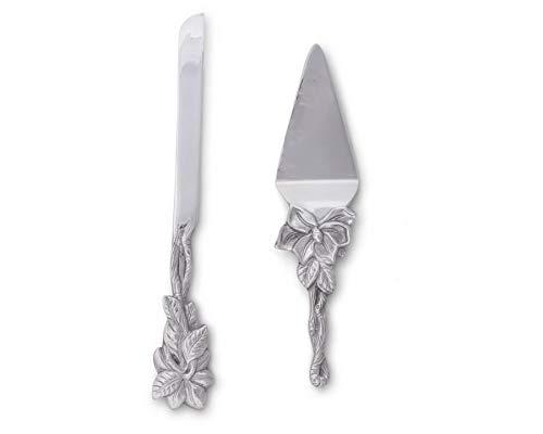 Arthur Court Designs Aluminum Magnolia 13" Cake Serving Knife and 11" Pie Server Pair