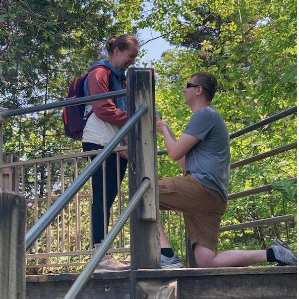 A stranger was kind enough to capture Jon’s surprise proposal in front of the waterfall at Grand Portage. We were both sweaty, unshowered, and covered in mosquito bites, but it was utterly perfect.