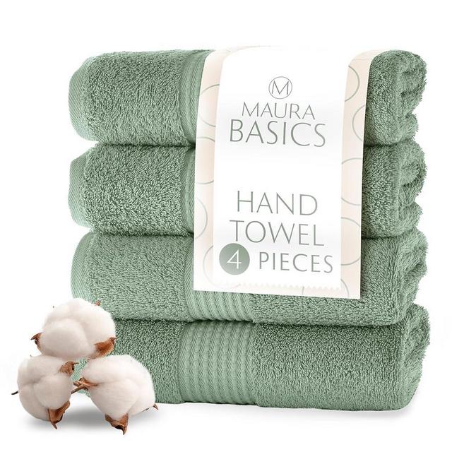 Maura Basics Hand Towels for Bathroom Made Turkish Cotton - High-Performance Bathroom Towels with Hanging Loops, Standard Size 16”x30” for Daily Luxury, Sage Green