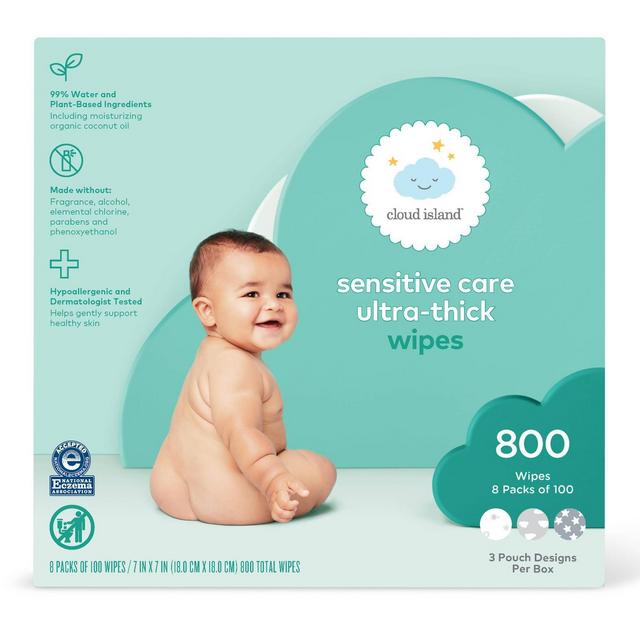Sensitive Care Ultra-thick Baby Wipes - 8pk/800ct Total - Cloud Island™