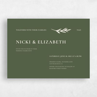 Green Greenery Wedding Invitation - Woodland Stamp