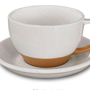Mora Ceramic Latte Art Mug With Saucer - 10.5 oz, Vanilla White