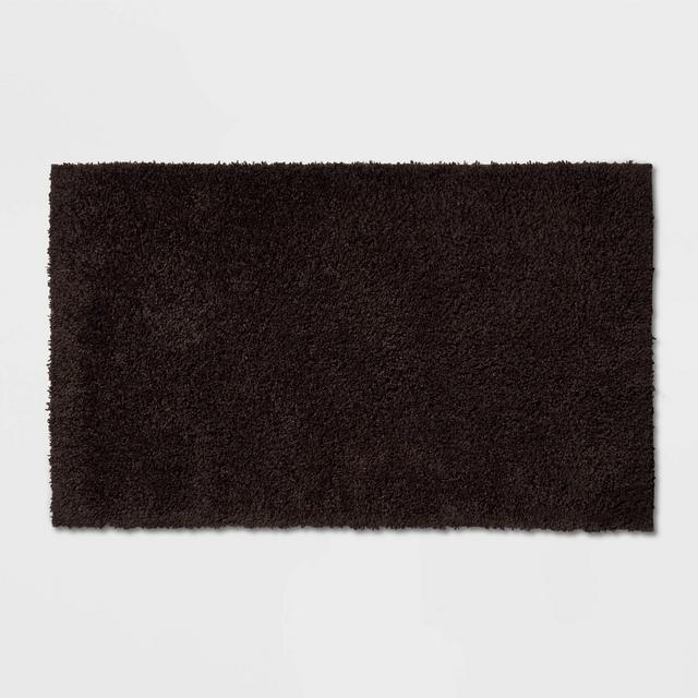 20"x34" Antimicrobial Bath Rug Black - Total Fresh