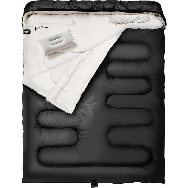 yotruth Double Sleeping Bag with Pillow for Adults - Queen Size Two Person Sleeping Bag - 3 Season Cold Weather Camping Sleeping Bag