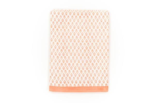 Batik Block Print Tablecloth, Coral