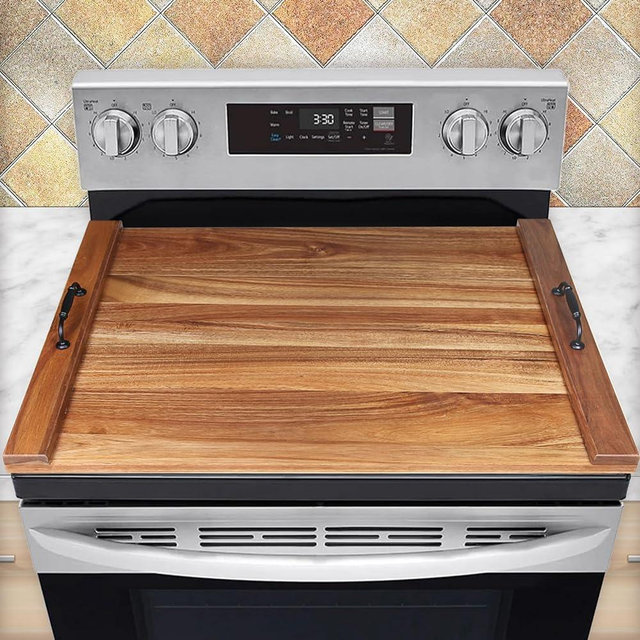 Noodle Board Stove Cover-Acacia Wood Stove Top Covers for Electric Stove and Gas Stove-Wooden Stovetop Cover for Counter Space-Stove Burner Covers-Sink Cover RV Stove Top Cover