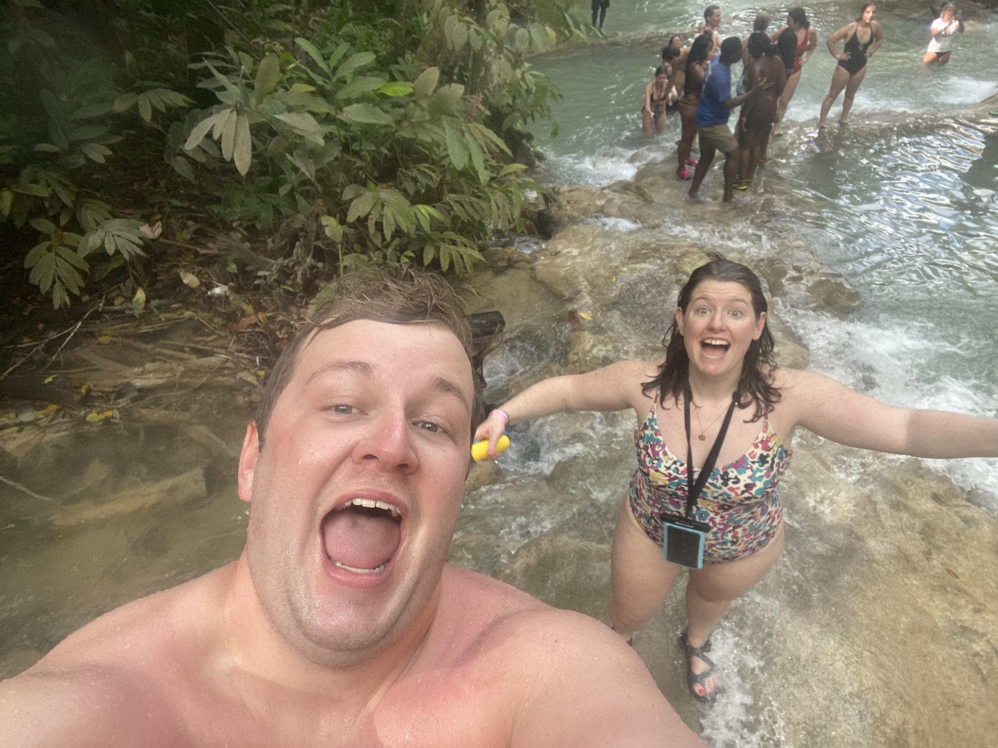 Braving Dunns River Falls in Montego Bay, Jamaica.  February 2022.