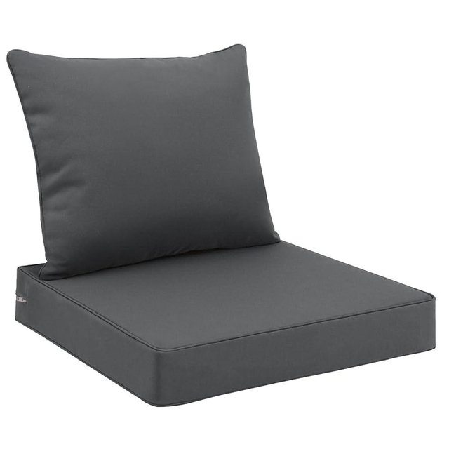 Favoyard Outdoor Seat Cushion Set 24 x 24 Inch Waterproof & Fade Resistant Patio Furniture Cushions with Removable Cover Deep Seat & Back Cushion with Handle and Adjustable Straps for Chair Sofa Couch