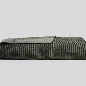 Organic Two Tone Rib Knit Throw - 50”x70” / Moss and Evergreen