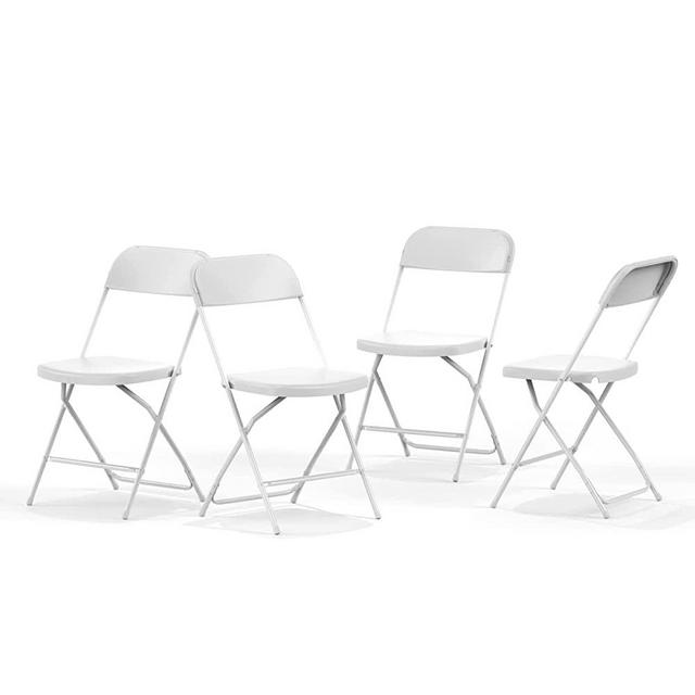 Foldable Folding Chairs Plastic Outdoor/Indoor 650LB Weight Limit (White, 4 Pack)
