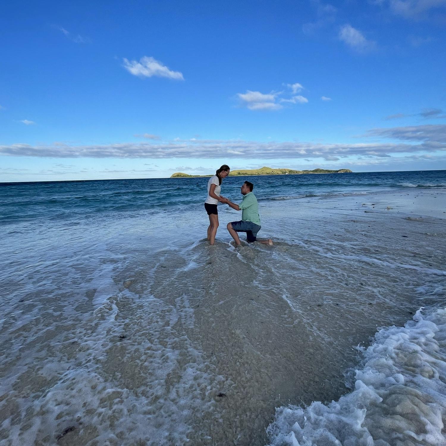 Jared proposed on a sandbar in the middle of the South Pacific ocean off the coast of Fiji.