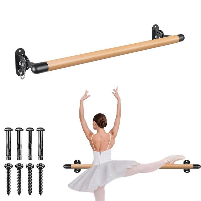 BeneLabel Wall Mount Ballet Barre Solid Wood Dance Bar with Height Adjustable Metal Brackets for Dance Training