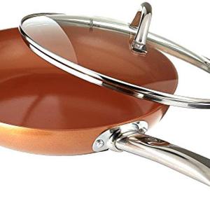 Copper Chef 10 Inch Round Frying Pan With Lid - Skillet with Ceramic Non Stick Coating. Perfect Cookware For Saute And Grill