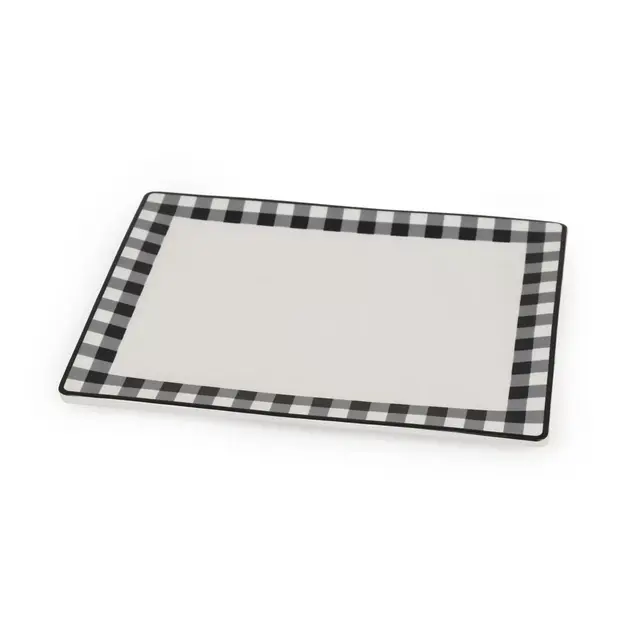 Boston International Check Square Serving Platter in Black/White