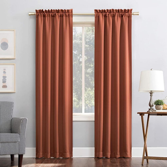 Sun Zero Easton Energy Saving Blackout Rod Pocket Curtain Panel, 40" x 84", Terracotta