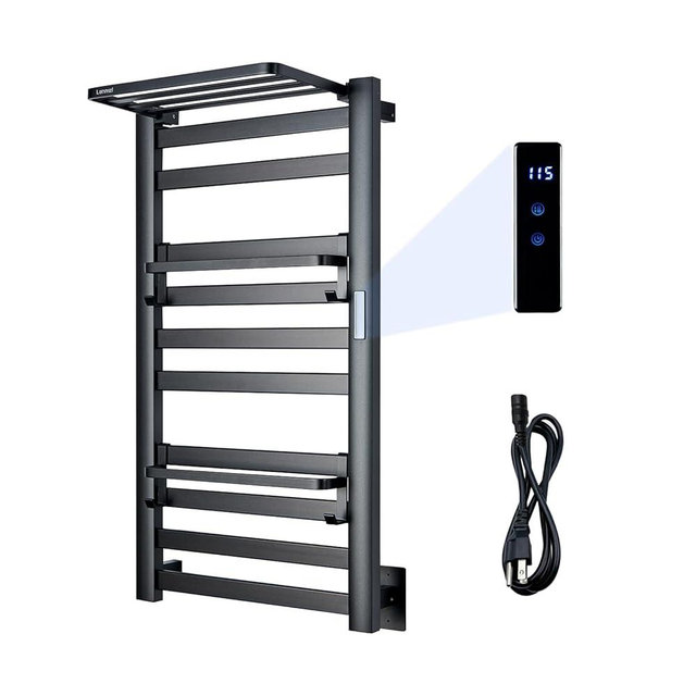 LANMEL 2 in 1 Towel Warmer Rack & Towel Rack Wall,10 Bars Electric Wall Mounted Heated Towel Racks for Bathroom, 24H Time Setting and Temperature Control Heated Drying Rack