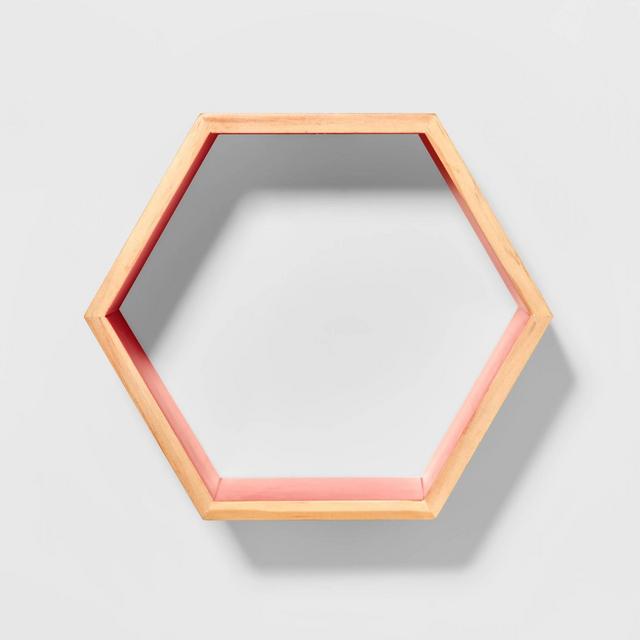 Natural Wood Hexagon Shelf Rose Pink - Pillowfort™