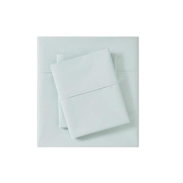 Madison Park Peached 100% Percale Cotton Breathable Absorbent Ultra Soft Luxury Premium Hotel Sheet Set Bedding, Queen, Aqua