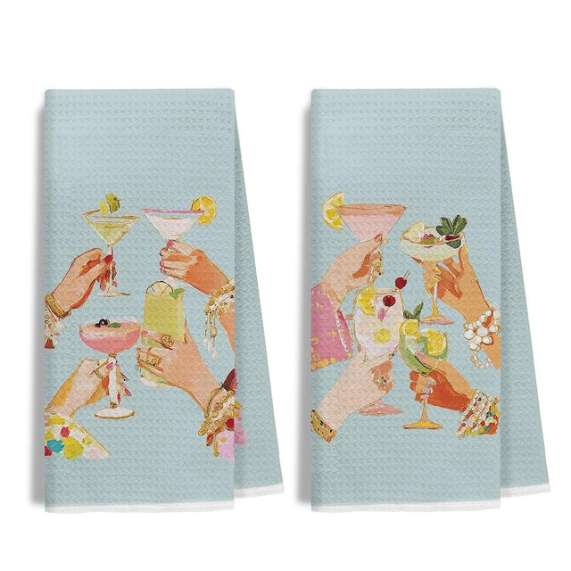 IWGDNJS Martini Girls Night Kitchen Towels Decorative, Preppy Girls Night Out Cocktail Hand Tea Towels for Kitchen Bar Cart, Gifts for Martini Cocktail Lovers, 16x24 Inches Set of 2