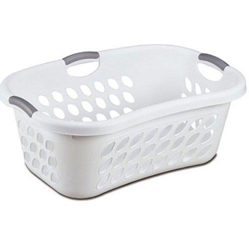 STERILITE - Hip Hold Plastci Laundry Basket, White with Titanium Handles