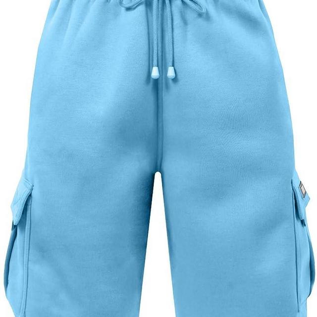 NE PEOPLE Mens Active Comfy Workout Gym Elastic Drawstring Fleece Cargo Sweat Shorts (M-7XL)