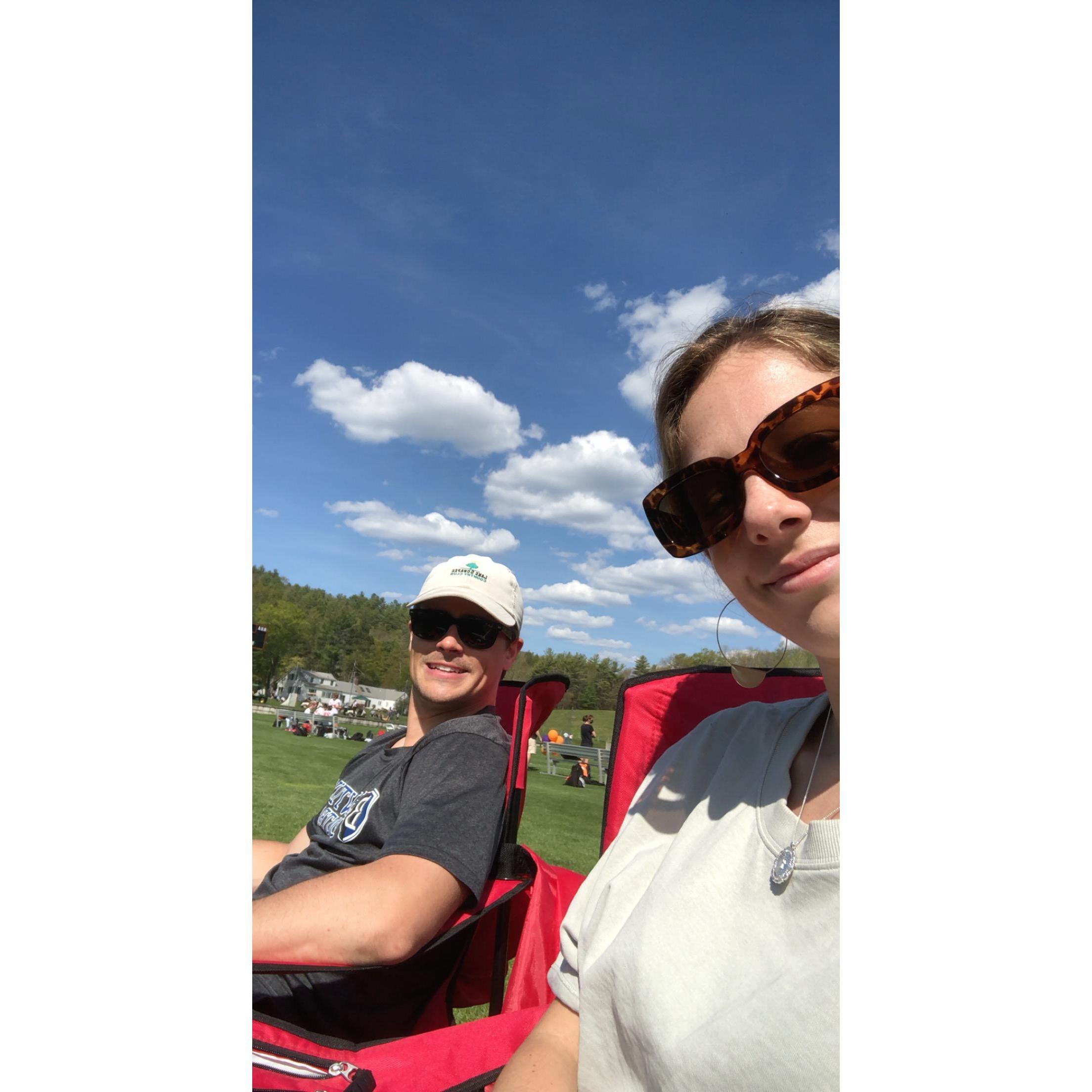 Practicing being our parents at baseball games.